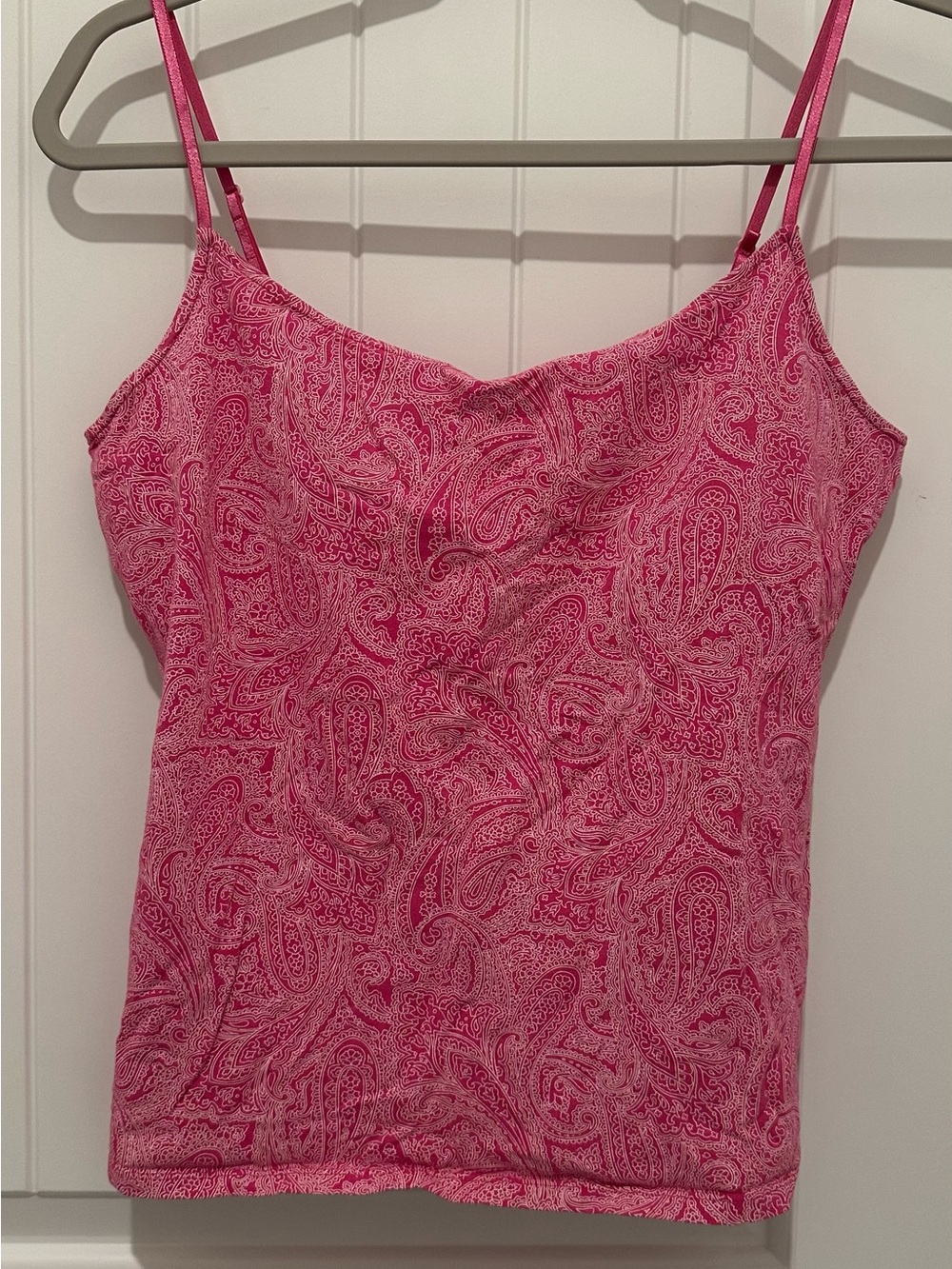 GAP Pink Paisley Large Spaghetti-Strap Camisole